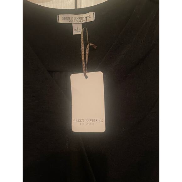 Green Envelope Draped Sleeveless Body suit Black, Size L, New With Tags, B41 - Picture 5 of 5